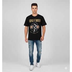 Guns N Roses Sweet Child O Mine Graphic T-Shirt Faded Black Rock Band Tee XL‎